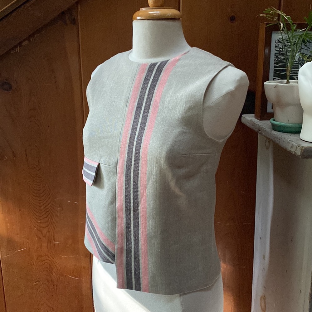 MSGM Linen Asymmetrical Sleeveless Top